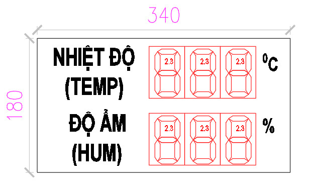 Hình 1: Bảng led nhiệt độ độ ẩm 2.3 inch