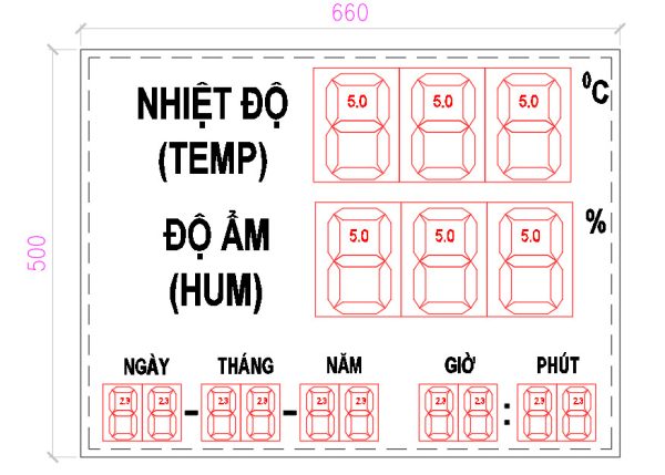 Hình 4: Bảng led nhiệt độ độ ẩm ngày tháng năm