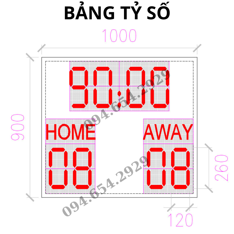 Hình 3: Bảng led tỷ số bóng đá